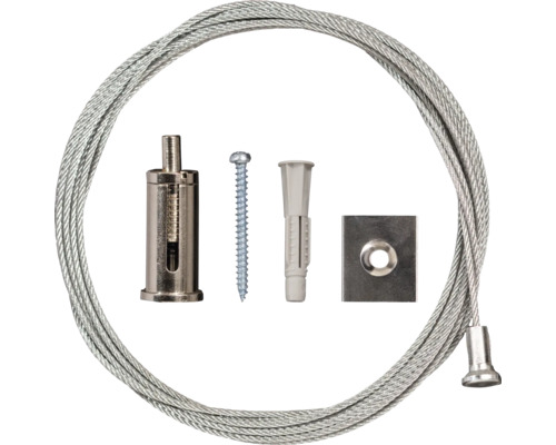Radium Seilabhängung für U-Profile Unterteil chrom 2x 2 m ZTPA4576 Aufhängeset mit Stahlseil, Schraube, Dübel und Befestigungsmaterial