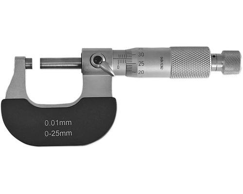 Micromètre avec une plage de mesure de 0 à 25 millimètres