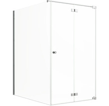 Eckdusche mit Glasfront und Drehtür