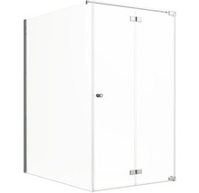 Cabine de douche avec portes en verre et ferrures métalliques