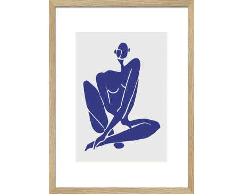 Gerahmtes Bild mit blauer abstrakter weiblicher Figur