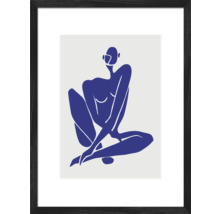 Gerahmtes Bild mit blauer Silhouette einer sitzenden Person