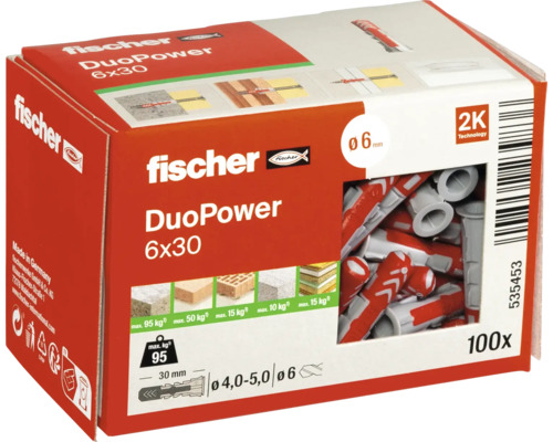 Fischer DuoPower 6x30 chevilles, paquet de 100