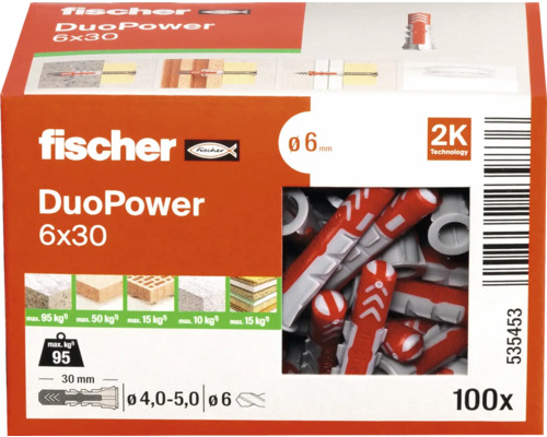 Fischer Chevilles DuoPower 6 x 30, lot de 100