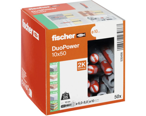 Fischer Dübel DuoPower 10x50, 50 Stück in Verpackung