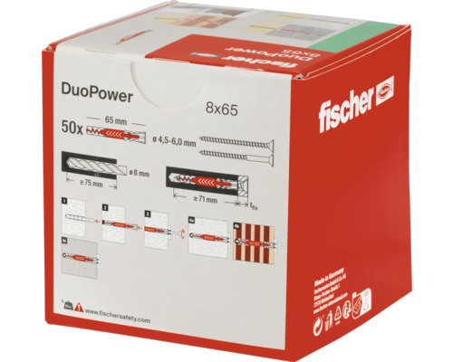 Fischer DuoPower Dübel 8x65 im 50er Pack