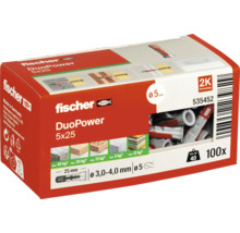 Fischer Dübel DuoPower 5x25 in einer Verpackung mit 100 Stück