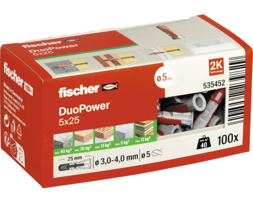 Cheville Fischer DuoPower 5x25 en paquet de 100 pièces