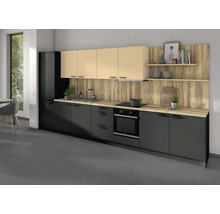 Moderne Küche mit Spüle, Herd, Backofen und Stauraum