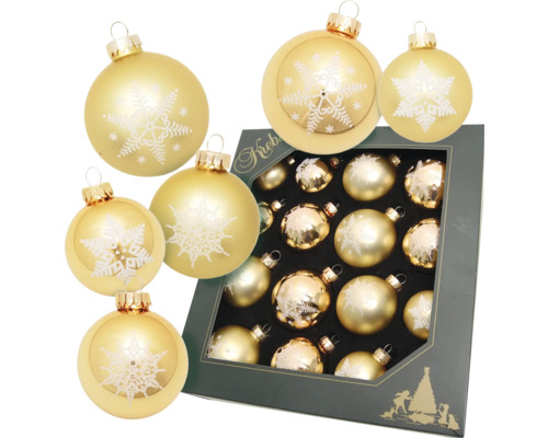 Weihnachtsbaumkugel Set Schneeflocke Glas gold