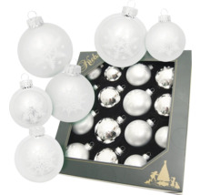 Lot de boules de Noël en verre, avec motif de flocons de neige