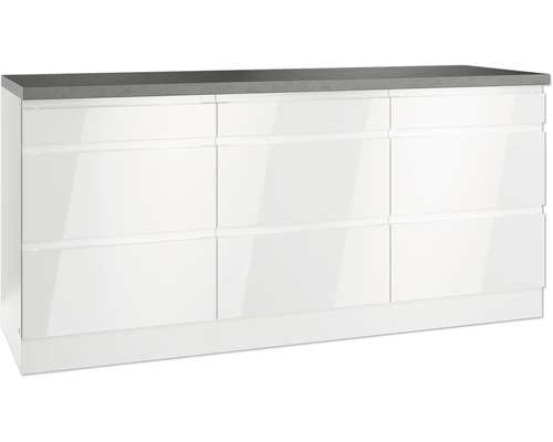 Meuble bas tiroir Held Möbel Kiel lxpxh 180 x 60 x 86 cm blanc haute brillance démonté