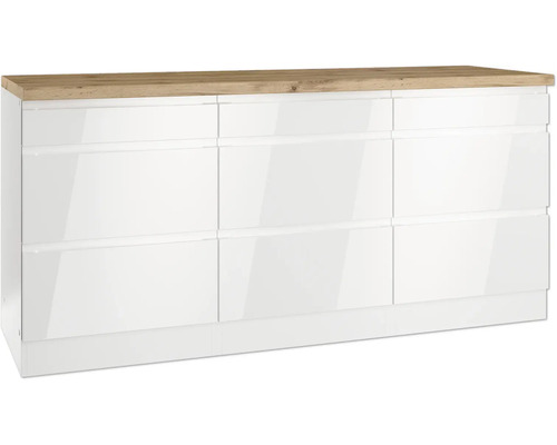 Meuble bas tiroir Held Möbel Kiel lxpxh 180 x 60 x 86 cm blanc haute brillance démonté
