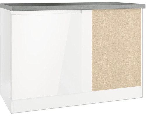 Meuble bas d'angle Held Möbel Kiel lxpxh 120 x 60 x 86 cm blanc haute brillance démonté