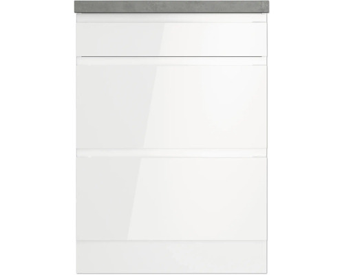 Meuble sous-lavabo avec trois tiroirs et une étagère