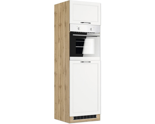 Backofenhochschrank mit Tür Held Möbel Lübeck BxHxT 60x200x60 cm Frontfarbe weiss Korpusfarbe wotan eiche