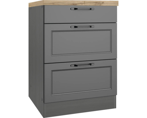 Auszugunterschrank Held Möbel Lübeck BxHxT 60x86x60 cm Frontfarbe grau Korpusfarbe graphit