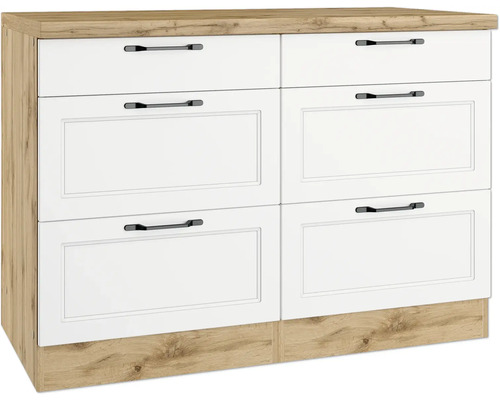 Auszugunterschrank Held Möbel Lübeck BxHxT 120x86x60 cm Frontfarbe weiss Korpusfarbe wotan eiche