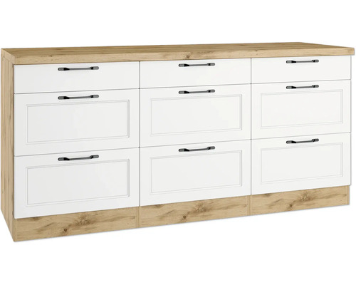Auszugunterschrank Held Möbel Lübeck BxHxT 180x86x60 cm Frontfarbe weiss Korpusfarbe wotan eiche