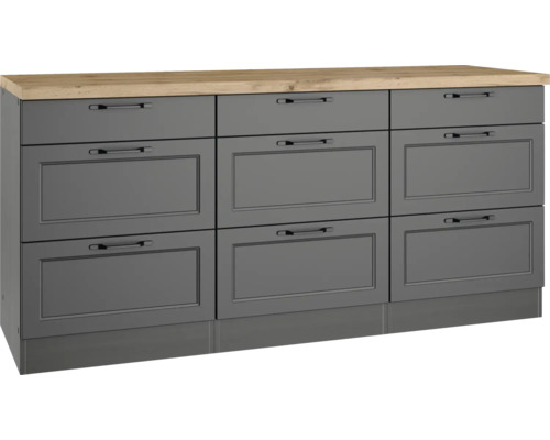 Auszugunterschrank Held Möbel Lübeck BxHxT 180x86x60 cm Frontfarbe grau Korpusfarbe graphit