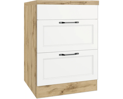 Kochfeldumbauschrank Held Möbel Lübeck BxHxT 60x86x60 cm Frontfarbe weiss Korpusfarbe wotan eiche