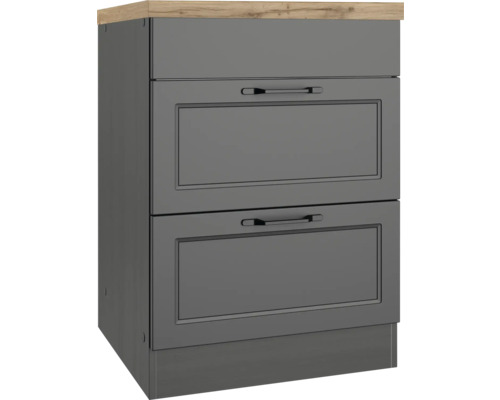 Kochfeldumbauschrank Held Möbel Lübeck BxHxT 60x86x60 cm Frontfarbe grau Korpusfarbe graphit