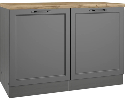 Spülenschrank Held Möbel Lübeck BxHxT 120x86x60 cm Frontfarbe grau Korpusfarbe graphit