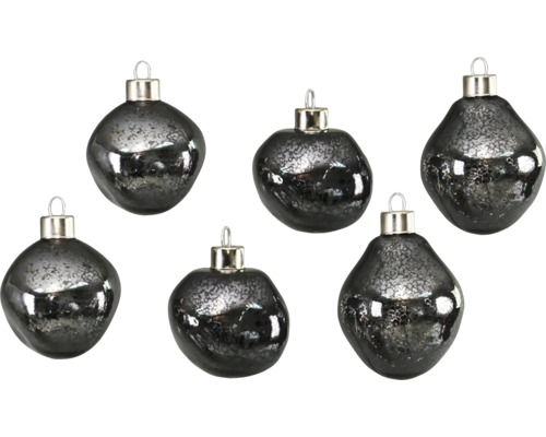 Weihnachtskugeln Ø 6 cm anthracite 6 Stk.