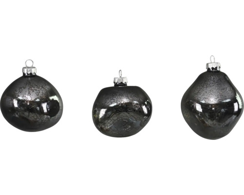 Weihnachtskugeln Ø 8 cm anthracite 3 Stk.