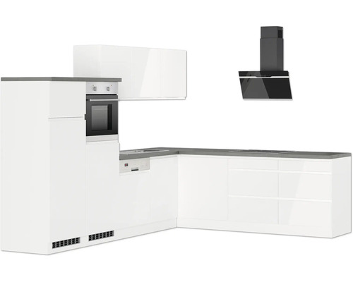 Cuisine équipée avec four encastrable, hotte aspirante et lave-vaisselle