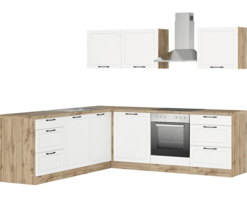 Cuisine d''angle complète avec hotte aspirante et évier