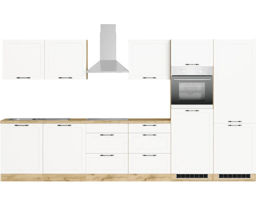 Cuisine équipée avec hotte aspirante et four encastrable