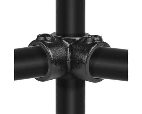 Pièce d'angle Buildify en noir continu pour tube d'échafaudage noir Ø 33 mm Raccord de tuyau en té pour raccorder des tuyaux