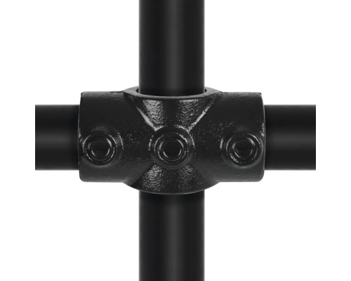 Pièce en croix Buildify en noir continu pour tube d'échafaudage noir Ø 33 mm Raccord de tuyau en T pour raccorder des tuyaux