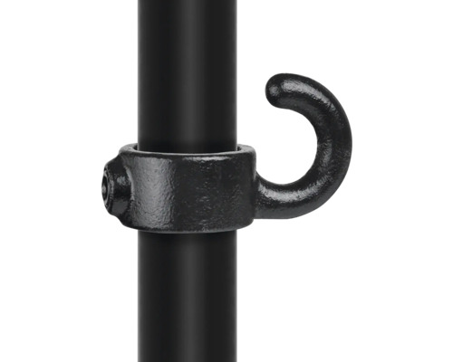 Bague de réglage avec crochet Buildify noir pour tube d'échafaudage noir Ø 33 mm Raccord de tuyau avec crochet pour fixation sur des tuyaux