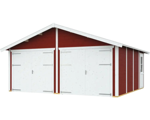 Garage double en bois avec deux portes