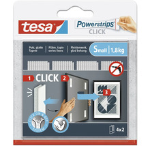 Tesa Powerstrips Click Packung für Putz, glatte Tapeten und Pleisterwerk