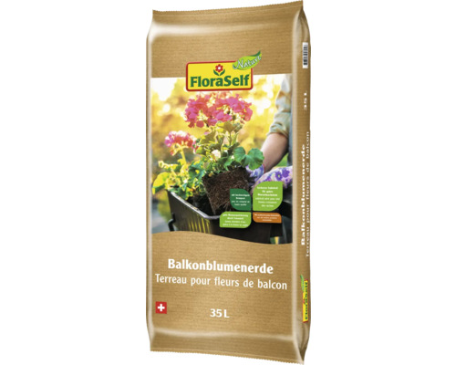 FloraSelf Nature Terreau pour fleurs de balcon sans tourbe 35 l FloraSelf terreau pour fleurs de balcon, sac de 35 litres