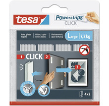 Tesa Powerstrips Click, grosse Klebestreifen zum Aufhängen von Gegenständen mit bis zu 7,2 Kilogramm Gewicht