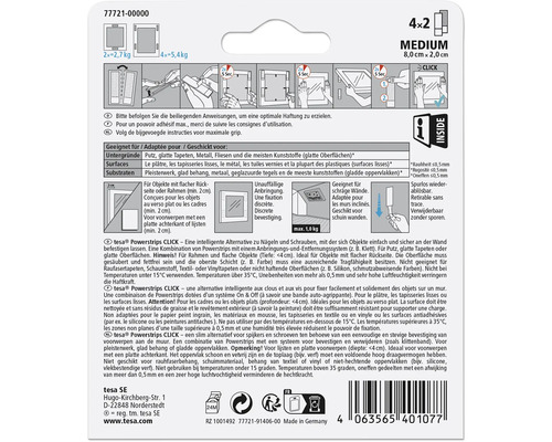 tesa Powerstrips CLICK Medium 8 x 2 Zentimeter