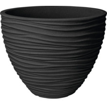 Pot de fleurs noir avec surface ondulée
