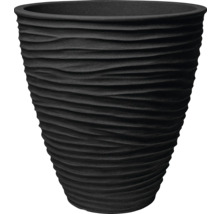 Pot de fleurs noir avec texture ondulée