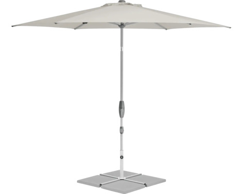 Suncomfort by Glatz Sonnenschirm Shell Turn Ø 300 cm light grey Quadratischer Sonnenschirm mit Ständer