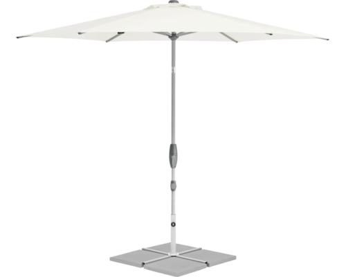 Suncomfort by Glatz Sonnenschirm Shell Turn Ø 300 cm sand white Quadratischer Sonnenschirm mit Ständer für den Außenbereich