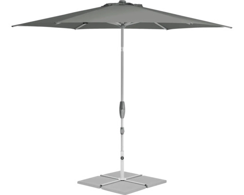 Suncomfort by Glatz Sonnenschirm Shell Turn Ø 300 cm stone grey Quadratischer Sonnenschirm mit Ständer
