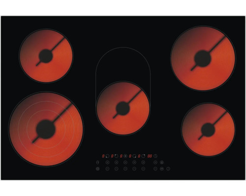 Plaque de cuisson vitrocéramique avec cadre PKM EB-C5-3KBTCF lxp 77x52 cm 5 zones de cuisson autonomes