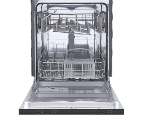 Intérieur d''un lave-vaisselle avec porte ouverte et paniers amovibles