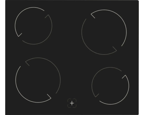Table de cuisson à induction noire avec quatre zones de cuisson