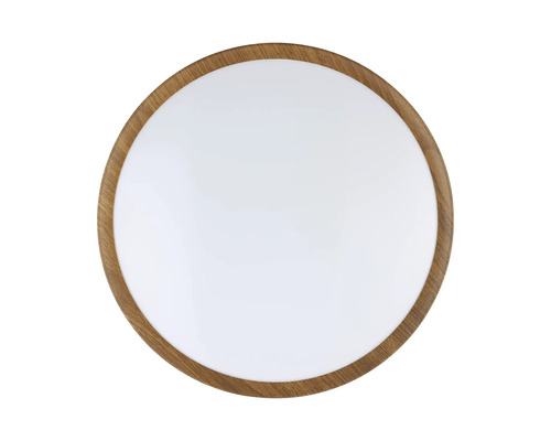 Runde LED Deckenleuchte mit Holzrahmen