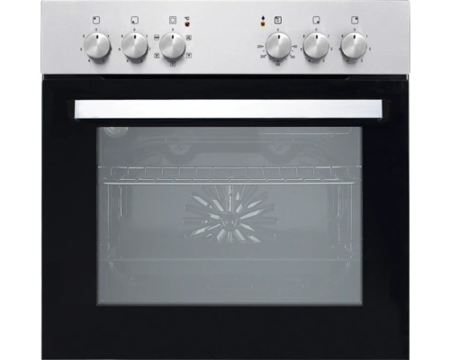 Vue de face d''un four avec commandes et espace de cuisson